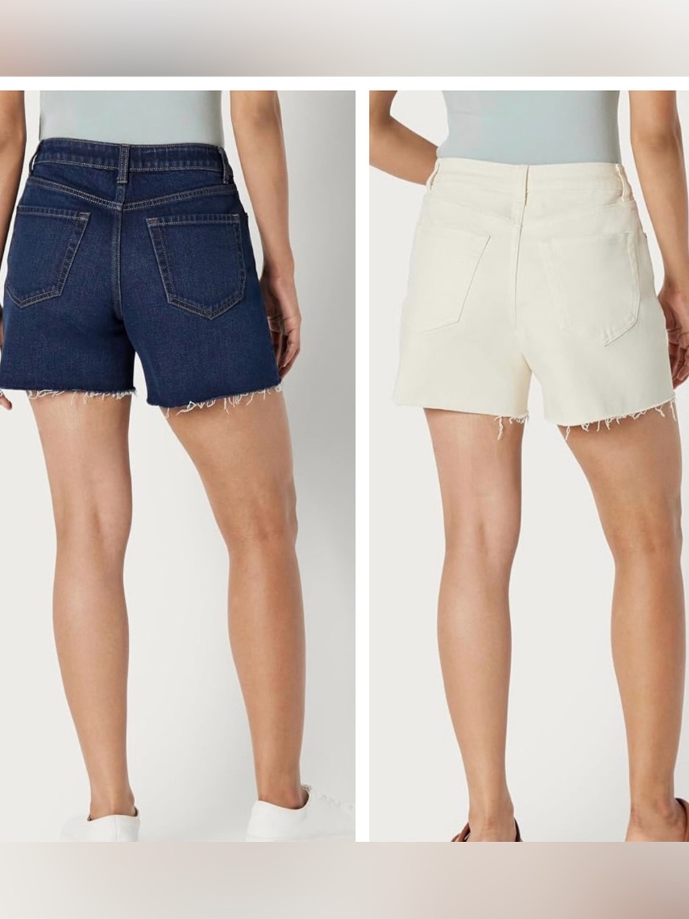 Amazon Women’s Denim Shorts Duo — Dark Blue & Ecru Ivory. NWT